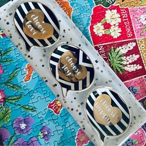 Black and Gold Striped Trinket Tray Set